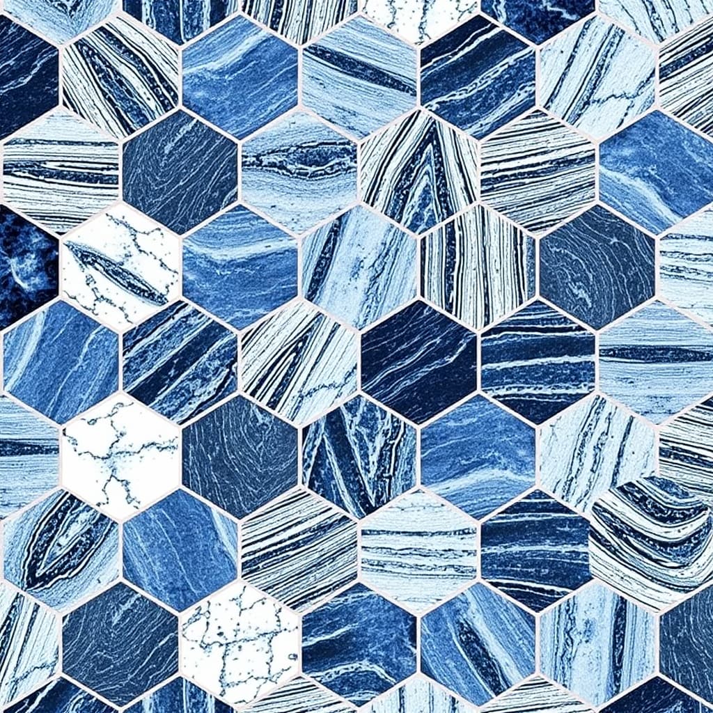 colourful blue hex tile pattern